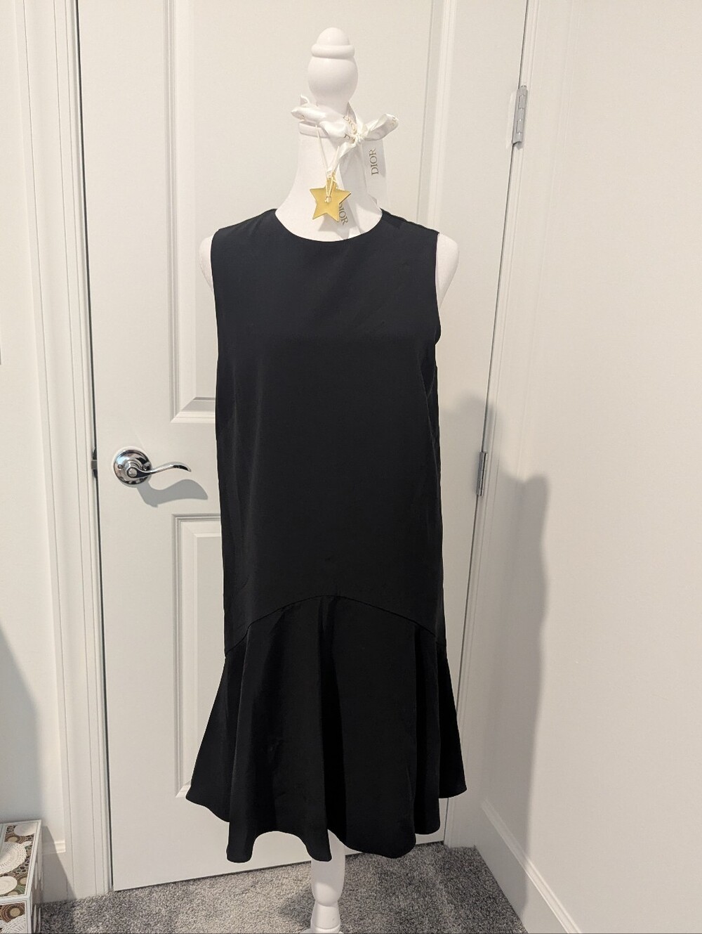 Banana Republic Black Sleeveless Ruffle-Hem Midi Dress